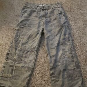 Gray Cargo Pants with Straight Leg and Belt Loops